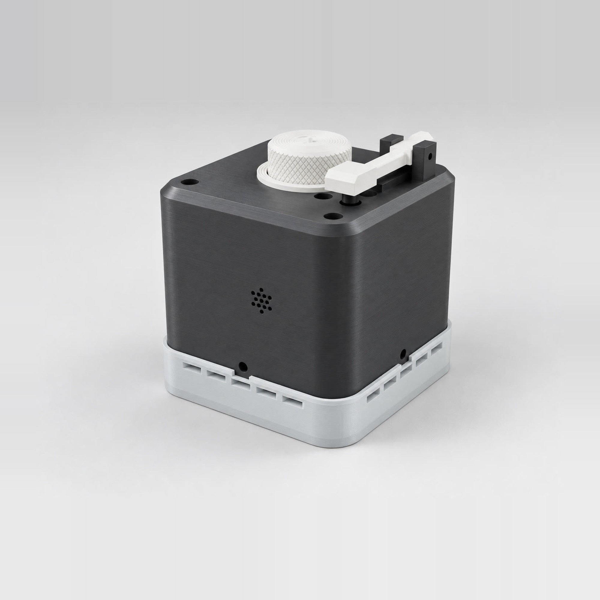 Render of the Buddybox top with the tonearm and the record knob