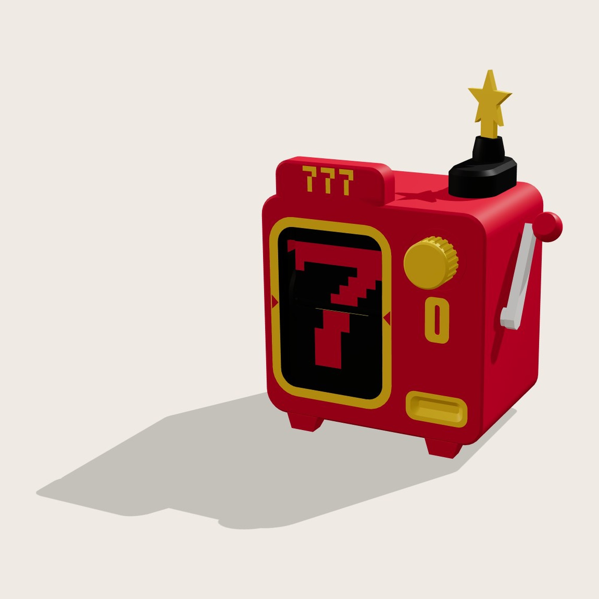 Red slot flap machine, 7 on the reel, lever on the right
