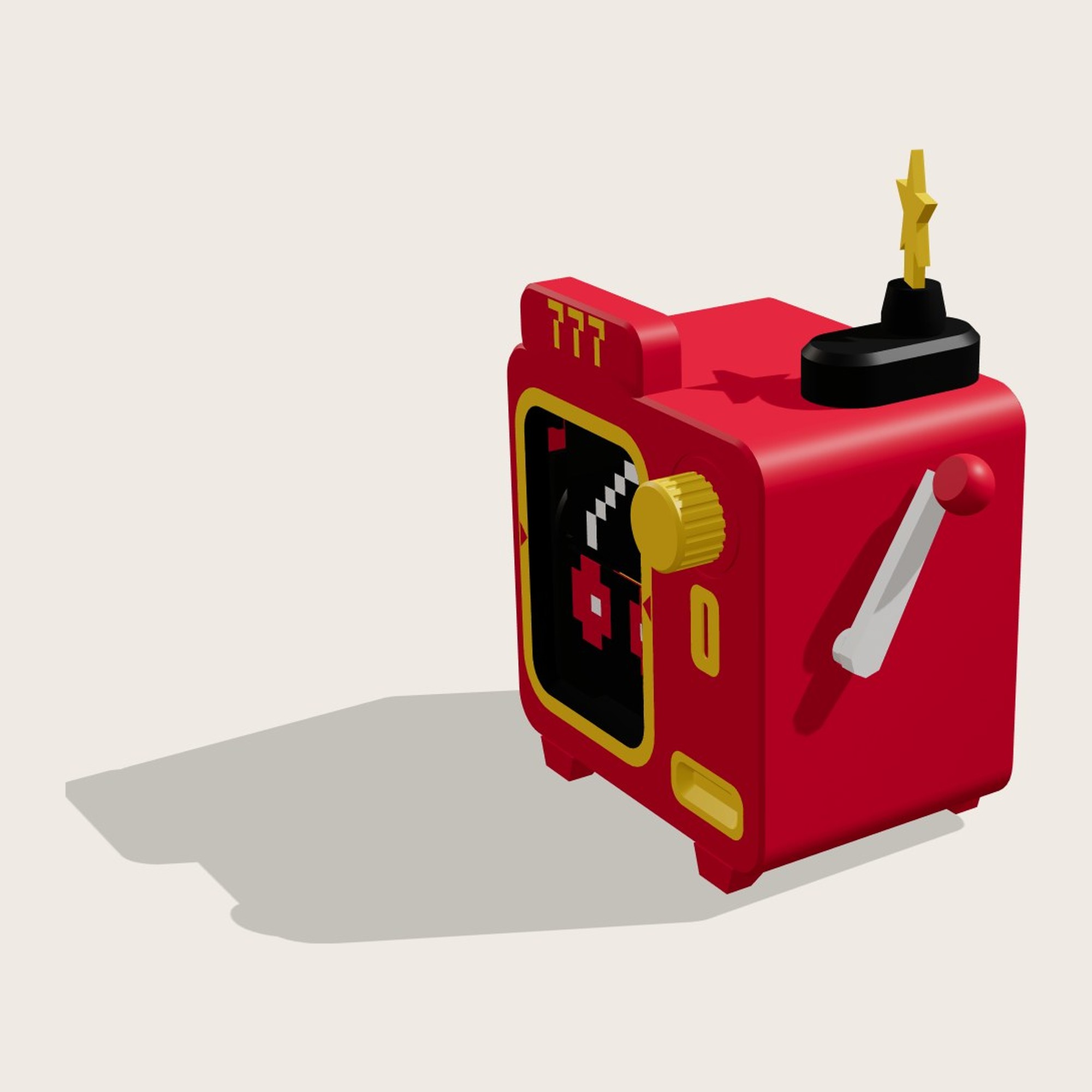 Side view with the lever and gold star